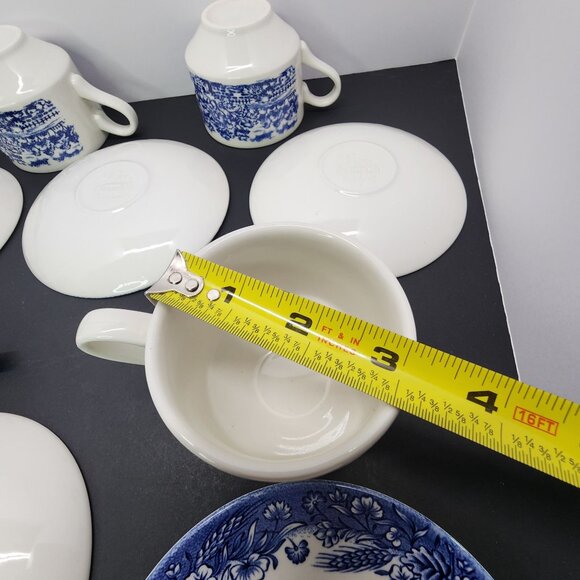 Vtg Churchill Currier and Ives Harvest Heritage Mint Cups & Saucer Set of 6 - Picture 9 of 10